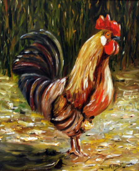 gallo impresionista Oil Canvas Animals