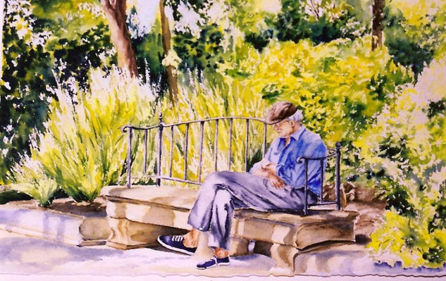 ALAMEDA DEL TAJO Acuarela Papel Figura
