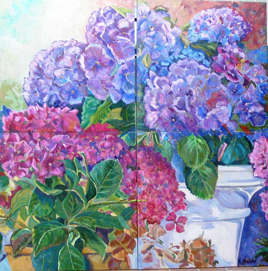 Hortensias Oil Canvas Landscaping