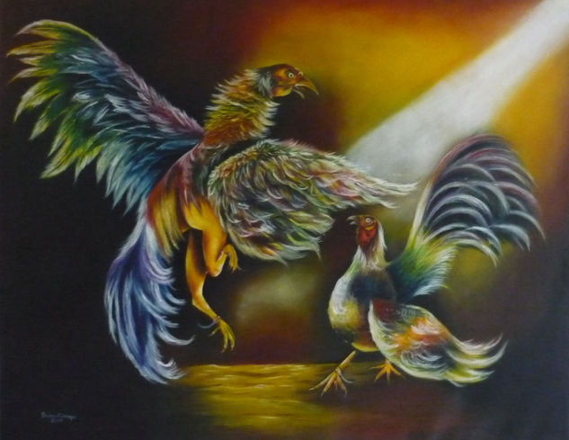 Pelea de Gallos Oil Canvas Animals