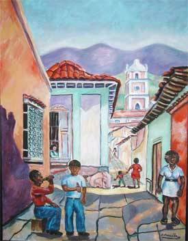 calle de la guaira Watercolour Canvas