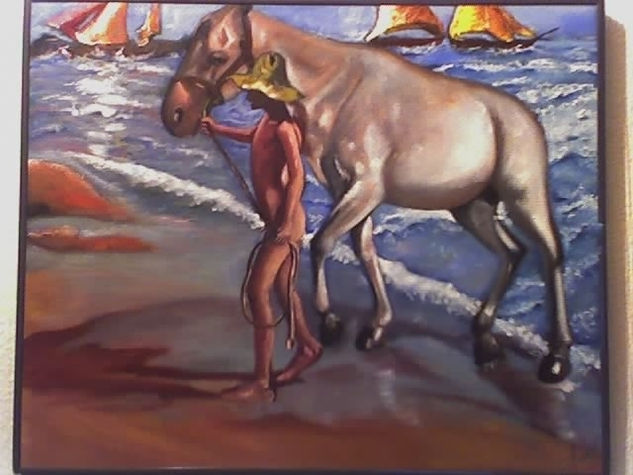 muchacho con caballo Oil Canvas