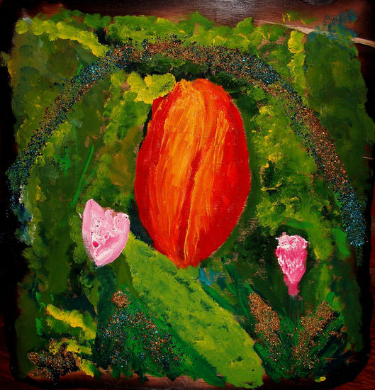 Tulipán para Mamá Oil Panel Floral Painting