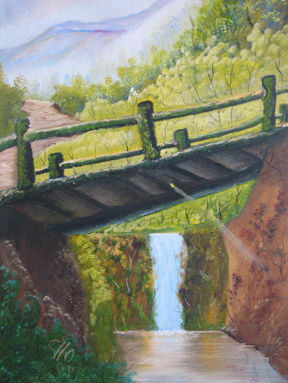 puente Óleo Lienzo Paisaje