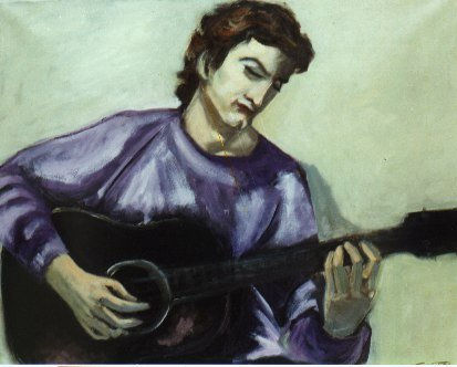 tocando la guitarra Oil Canvas Figure Painting