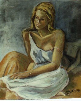 pensativa y triste................ Oil Canvas Figure Painting