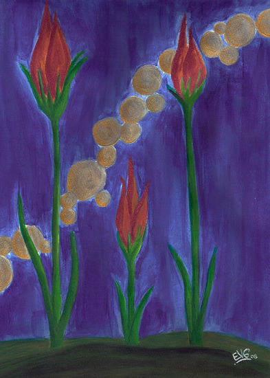 Flores Galacticas Acrylic Card Floral Painting