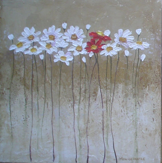 Margaritas II Mixed media Canvas Floral Painting