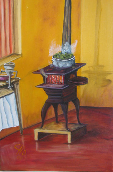 la cocina de leña Oil Canvas Landscaping