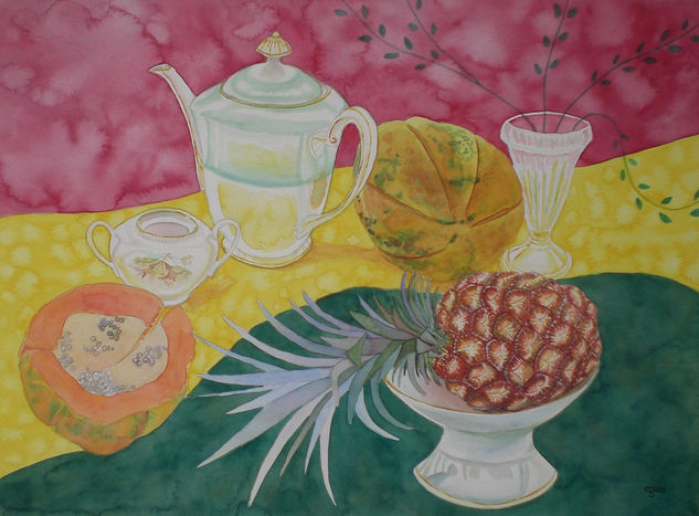 SERIE FRUTOS DE MI TIERRA Watercolour Card Still Life Paintings