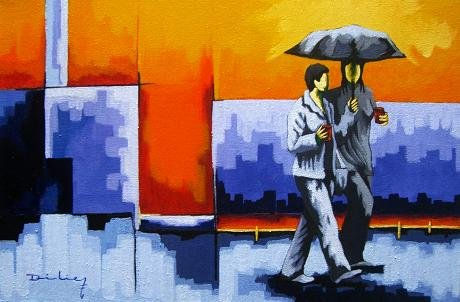 DE PASEO CON LA MADRE Acrylic Canvas Figure Painting