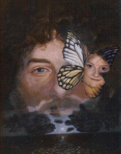 Autorretrato al amanecer con mariposa Oil Canvas Landscaping