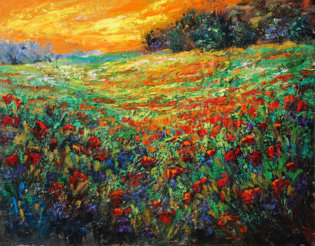 Camp de Roselles - Campo de Amapolas Oil Canvas Landscaping