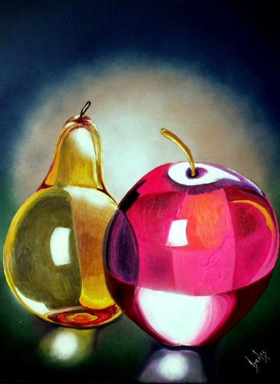 Frutas de cristal Oil Panel Still Life Paintings