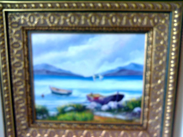 lago con veleros Oil Canvas Landscaping