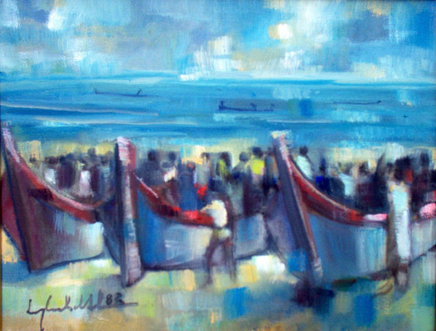 0026- Praia de Matinhos Oil Textile Marine Painting