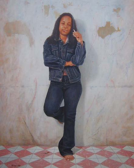 Tiro al blanco Oil Canvas Portrait