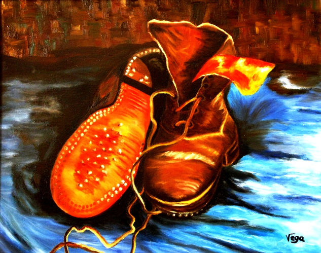 Par de botas (copia) Oil Canvas Still Life Paintings