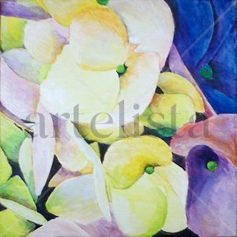 hortensia naranja Acrylic Canvas Floral Painting