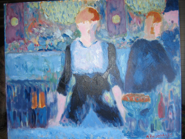 Camarera del Folies -Bergére Oil Canvas Figure Painting