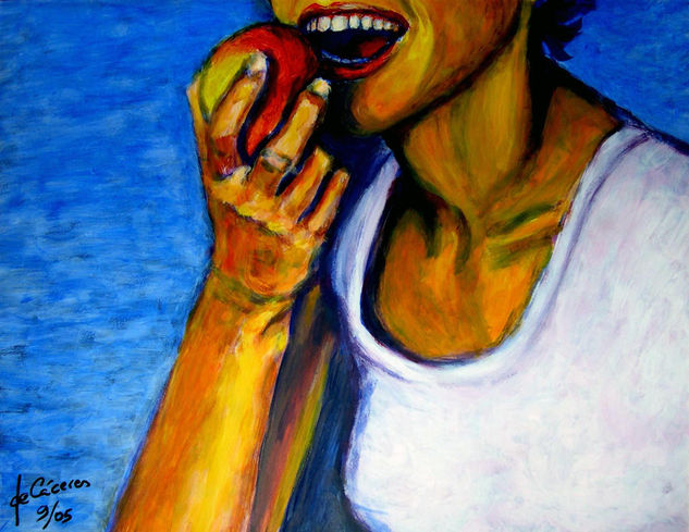 mordiendo la manzana Acrylic Others Figure Painting