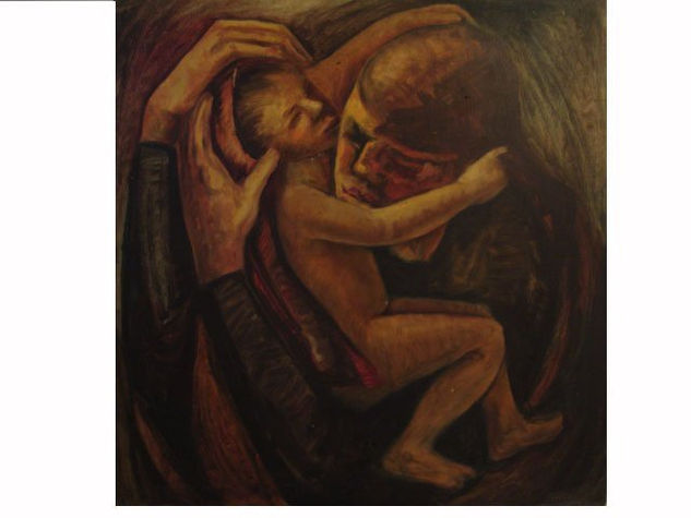 maternidad Oil Panel Figure Painting