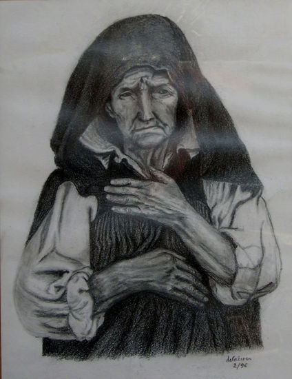 anciana Pencil (Black) Paper Figure Painting