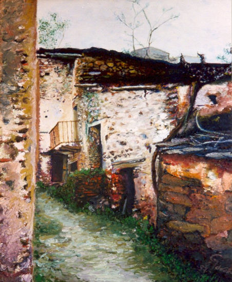 callejón rural Oil Canvas Landscaping