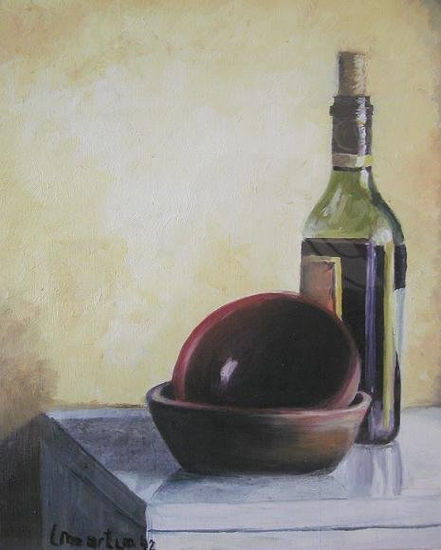 Botella y cuencos Oil Canvas Still Life Paintings