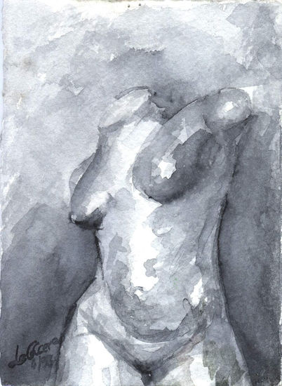 torso de mujer Watercolour Paper Figure Painting