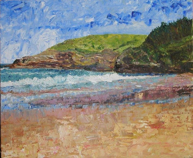 Lekeitio, playa Oil Canvas Marine Painting