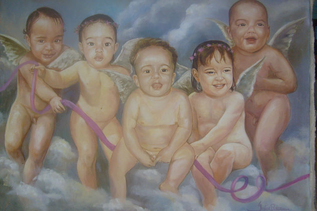 retrato de los niños de maribel Oil Canvas Portrait