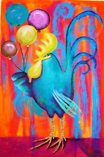 Gallo con globos