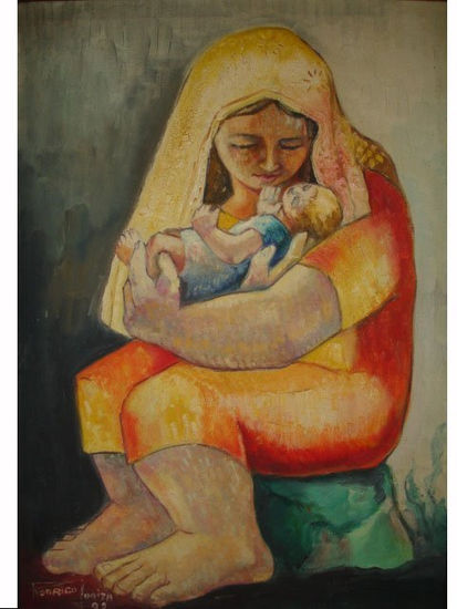 maternidad con toca Oil Canvas Figure Painting