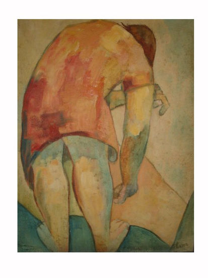 mujer de espalda Oil Panel Figure Painting