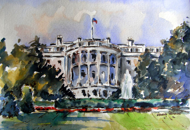 The White House Mixed media Paper Landscaping