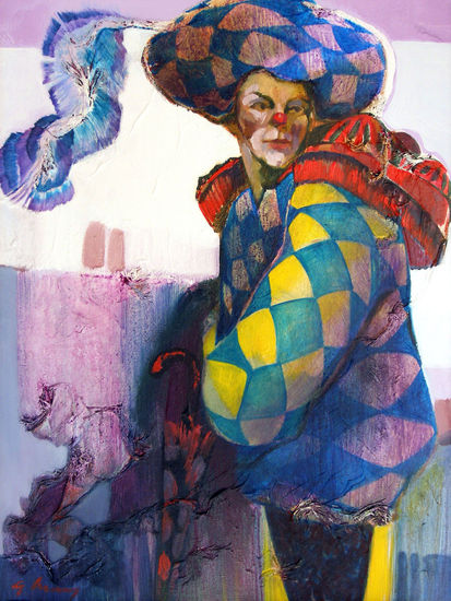 De la serie Imagenes del Circo Payaso Nº 2 Acrylic Canvas Figure Painting