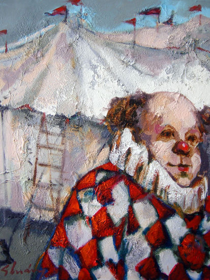 De la serie Imagenes del Circo Payaso Acrylic Canvas Figure Painting