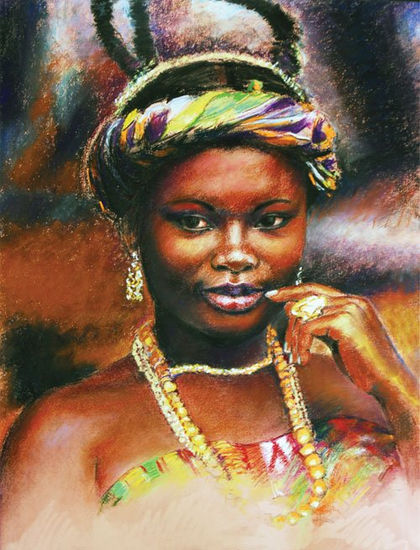 Retrato de mujer, Senegal Pastel Papel Retrato