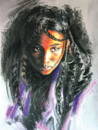 Retrato de mujer, Etiopía Pastel Paper Portrait