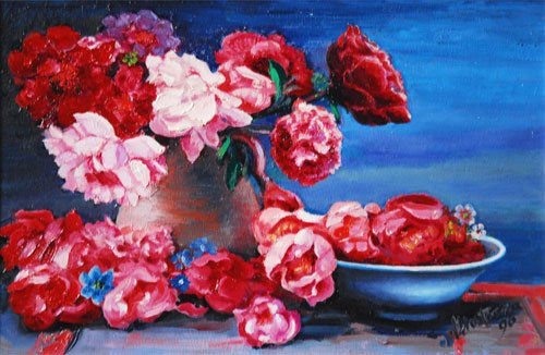 Rosas Oil Textile Floral Painting