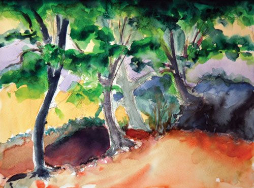 Árboles, Rupit. Watercolour Paper Landscaping