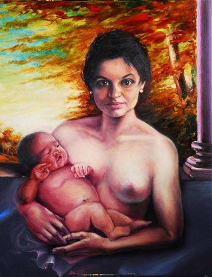 Maternidad Oil Textile Portrait