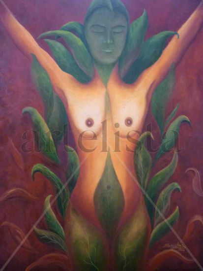 MUJER HOJA...MUJER VIDA Oil Canvas Figure Painting