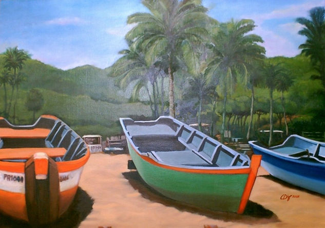 Barcas sobre la arena Oil Canvas Landscaping