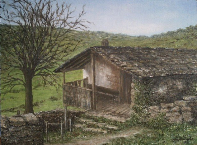 Cabaña pasiega Óleo Tabla Paisaje