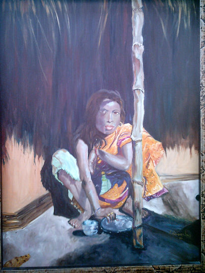 joven indú Oil Canvas Figure Painting