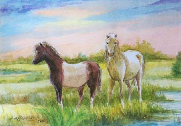 "AMIGOS INSEPARABLES"... ACUARELA DE  40 X 50