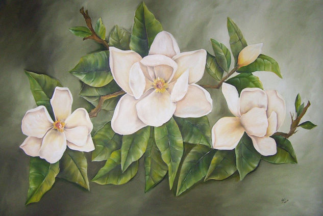 magnolias Oil Canvas Floral Painting