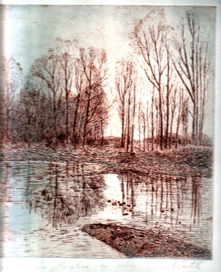 "Charco en la alameda de la moretona en Otoño" Aguafuerte